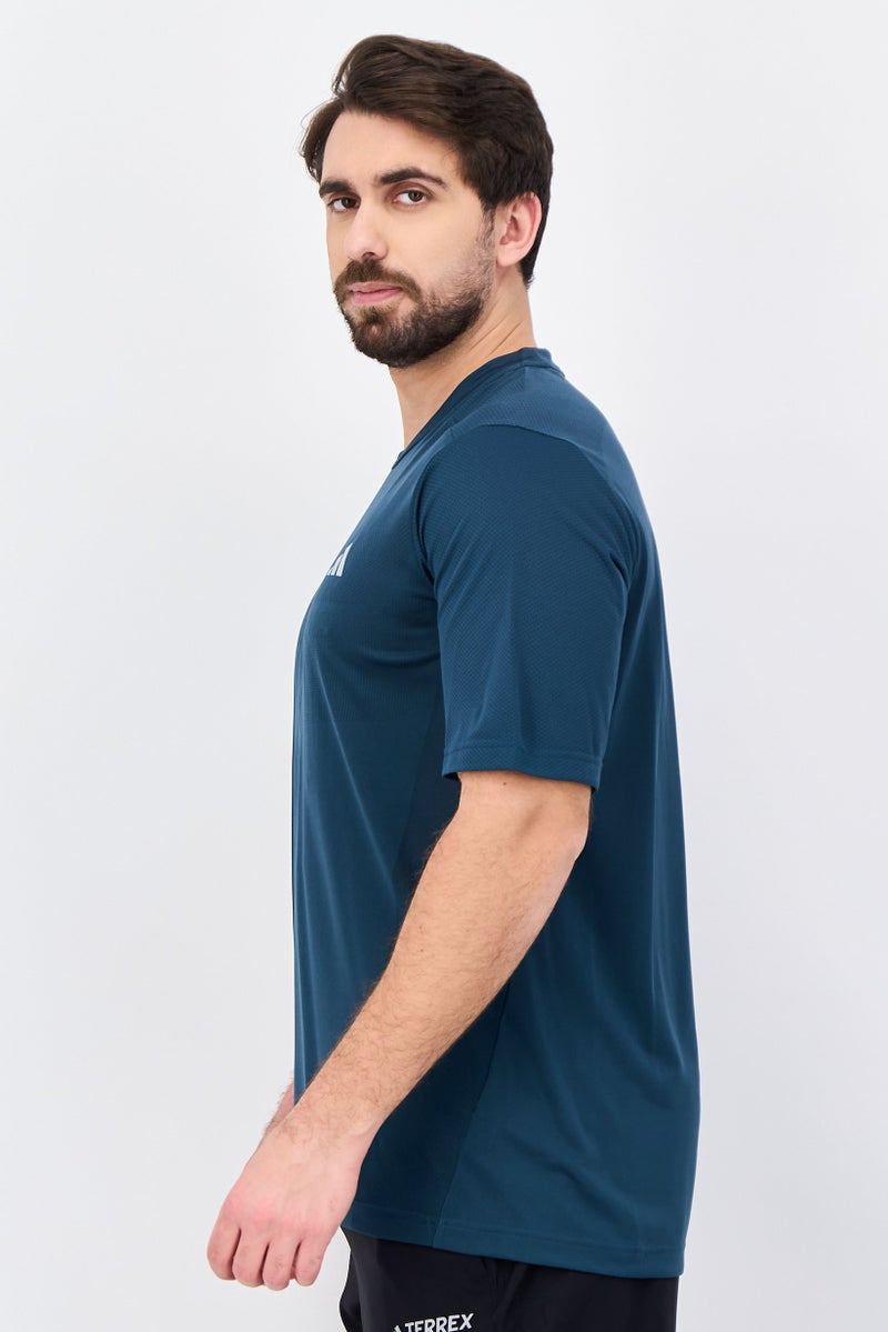 Adidas Men Sportswear Fit Short Sleeve Running T-Shirts, Dark Green - Image 2